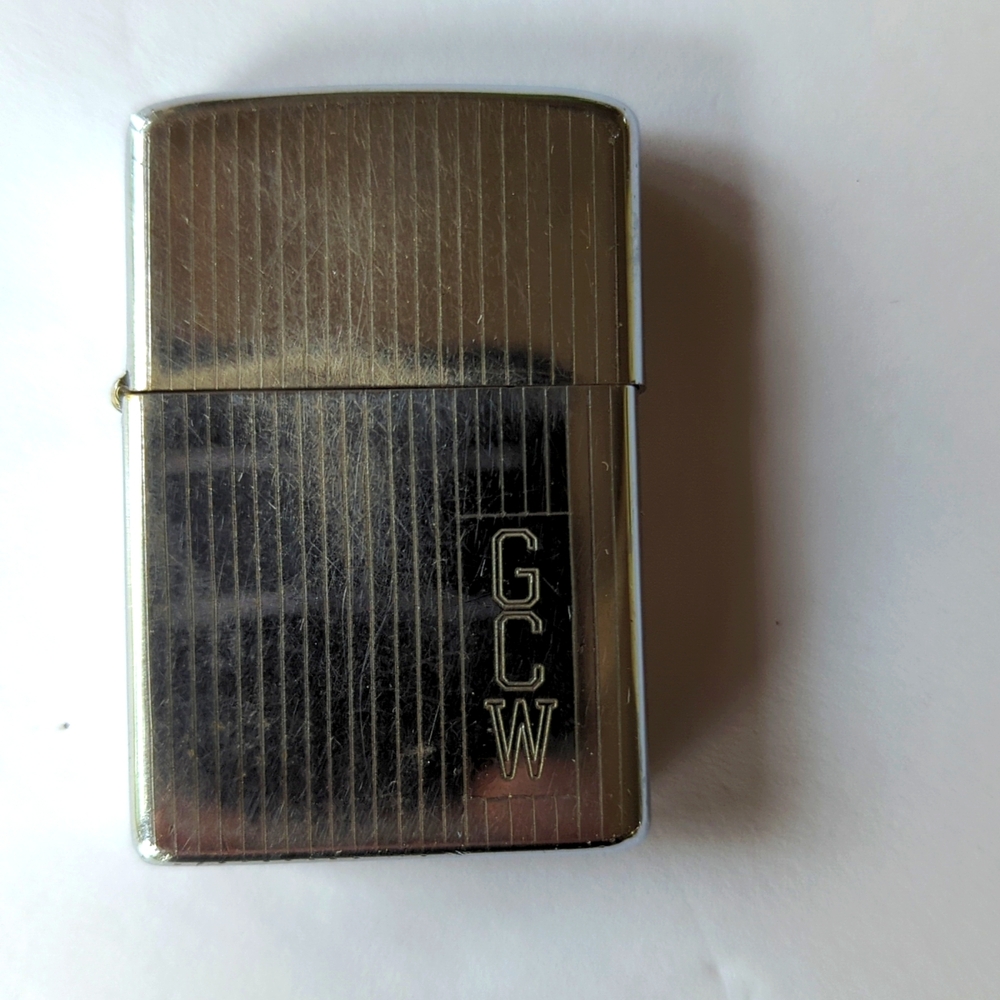 Vintage Zippo Slim Pinstripe Bradford PA Lighter Monogram GCW - Picture 2 of 4